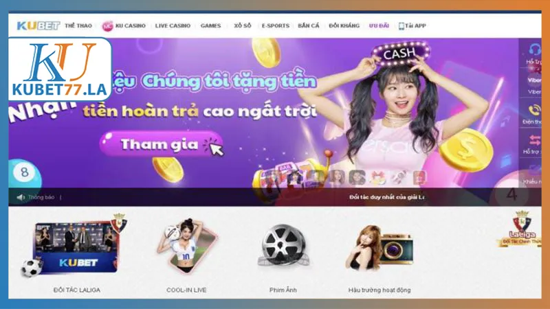 Giao diện Kubet77 đẳng cấp sang trọng