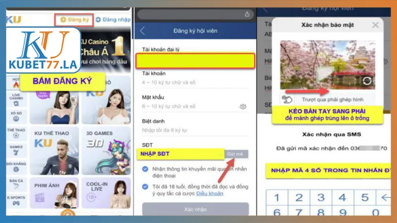 Hướng dẫn cách đăng ký tài khoản Kubet77