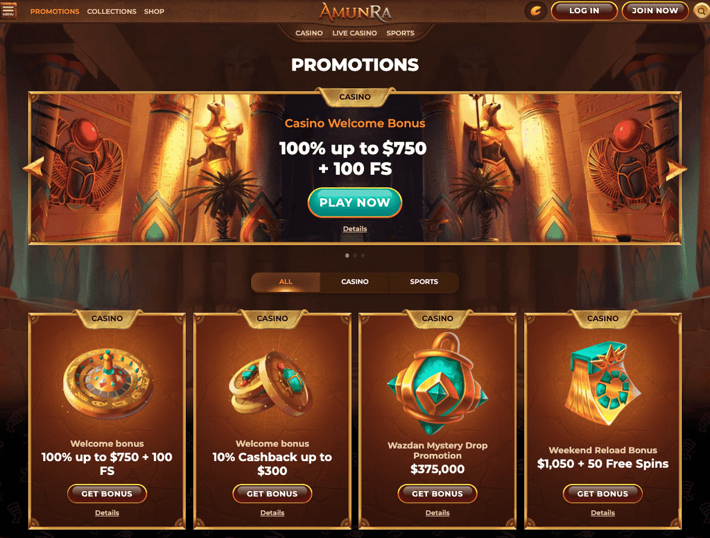Sitio web del casino AmunRa